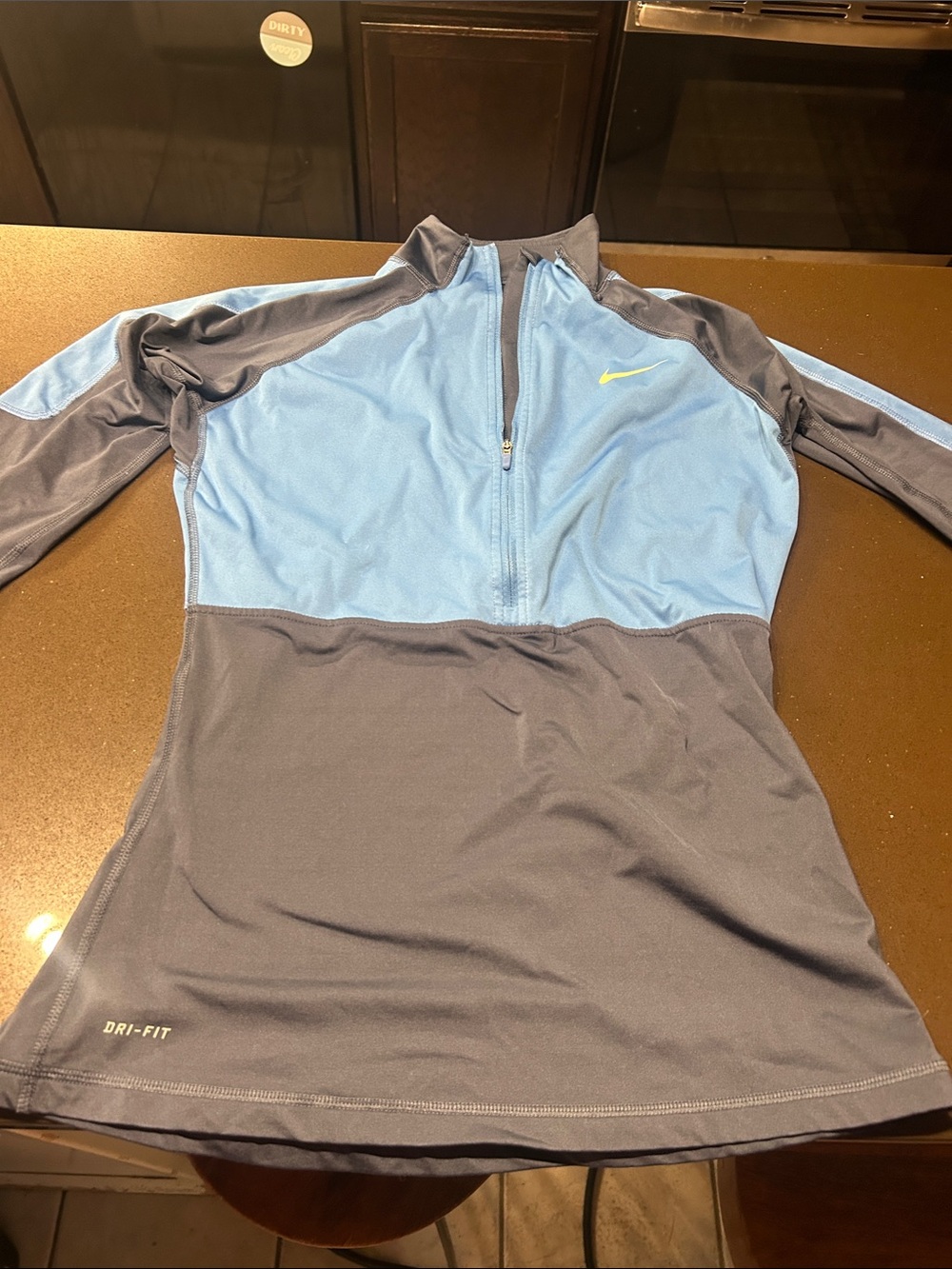 Nike Women’s Light Blue and Gray Dri-FIT Long Sleeve Swim Top